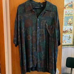 Men's Vintage Short-Sleeve Hawaiian Button-Up Shirt